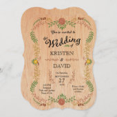 Invitation Serre de feuillage bohème rustique sur bois (Devant / Derrière)
