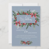 Invitation Serre de Noël Dusty Bleu Mariage de fête d'hiver (Devant)