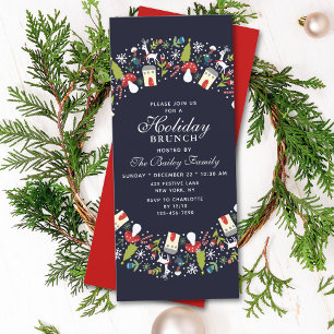 Invitation Serre de Noël Woodland Brunch de Noël