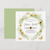 Invitation Serre de tournesol avec Baby shower de papillons m (Devant / Derrière)