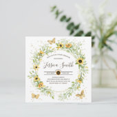 Invitation Serre de tournesol avec Baby shower de papillons m (Debout devant)