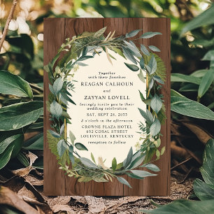 Invitation Serre de verdure et bois Mariage de la nature rust