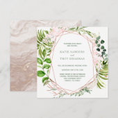 Invitation Serre de verdure tropicale aux fleurs roses (Devant / Derrière)