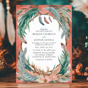 Invitation Serre en plume Boho avec Mariage Dreamcatcher