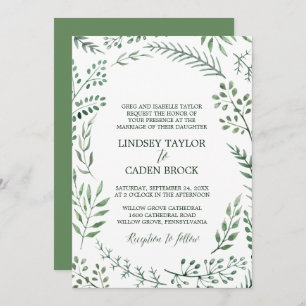 Invitation Serre rustique avec Feuilles verts Mariage officie