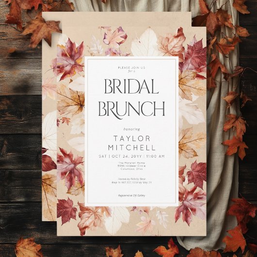 Invitation Serre Rustique de l'automne Feuilles Tan Brunch nu