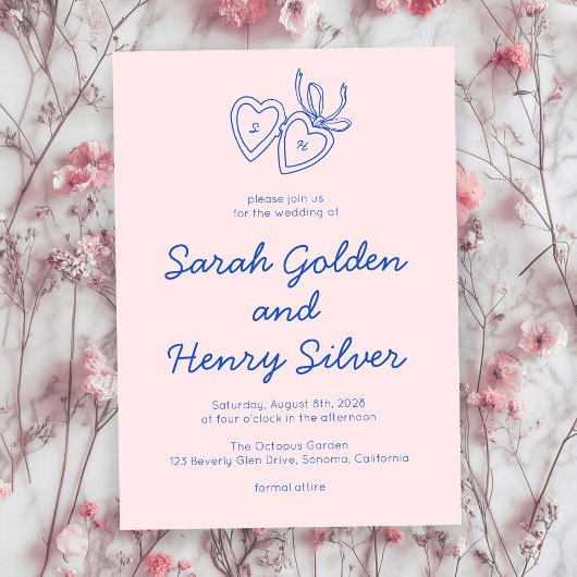 Invitation Serrure de coeur Whimsical Doodle Croquis moderne