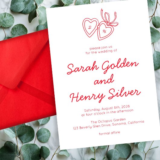 Invitation Serrure de coeur Whimsical Doodle Croquis moderne