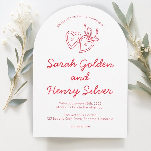 Invitation Serrure de coeur Whimsical Doodle Croquis moderne 