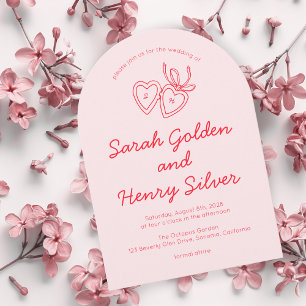 Invitation Serrure de coeur Whimsical Doodle Croquis moderne 