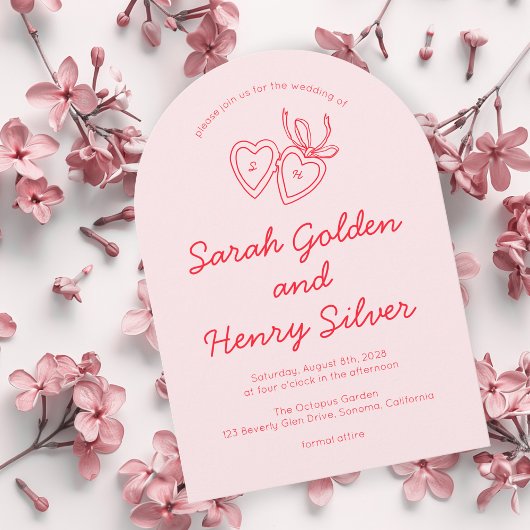 Invitation Serrure de coeur Whimsical Doodle Croquis moderne