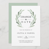 Invitation Serrure d'olive Wreath Modifier le Mariage de date (Devant / Derrière)