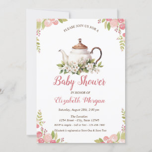 Invitation Service à thé aquarelle roses