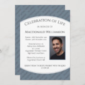 Invitation Service commémoratif | CÉLÉBRATION DE LA VIE Bleu  (Devant / Derrière)
