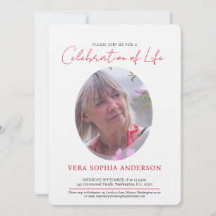 Invitation Service commémoratif coeur oval photo rouge noir b