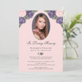 Invitation Service commémoratif de photos florales roses (Debout devant)