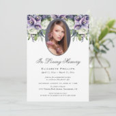 Invitation Service commémoratif de photos florales violettes (Debout devant)