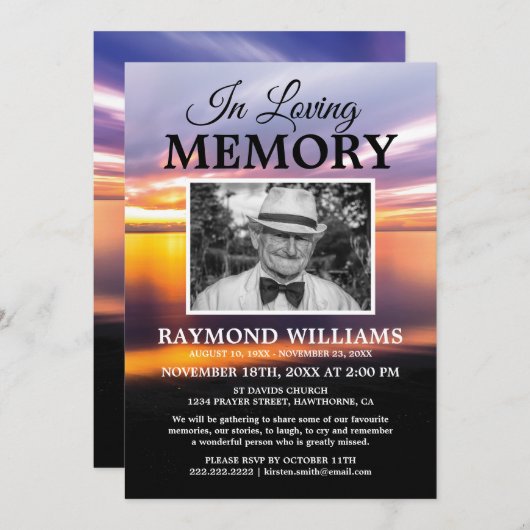 Invitation Service commémoratif de plage | Célébration de la  (Devant / Derrière)