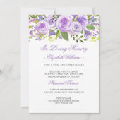Invitation Service commémoratif de Rose floral de lavande vio (Devant)