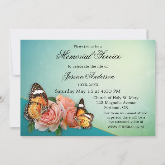 Invitation Service commémoratif des funérailles des Roses de  (Devant)