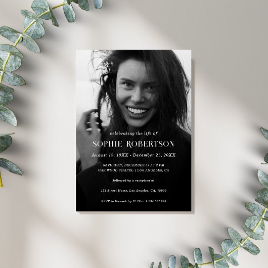 Invitation Service commémoratif du souvenir simple Funéraille