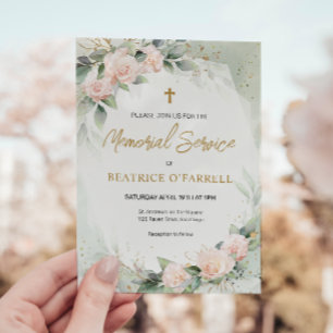 Invitation Service commémoratif Elégant Rose Watercolor Flowe