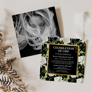 Invitation Service commémoratif Élégante photo funéraire