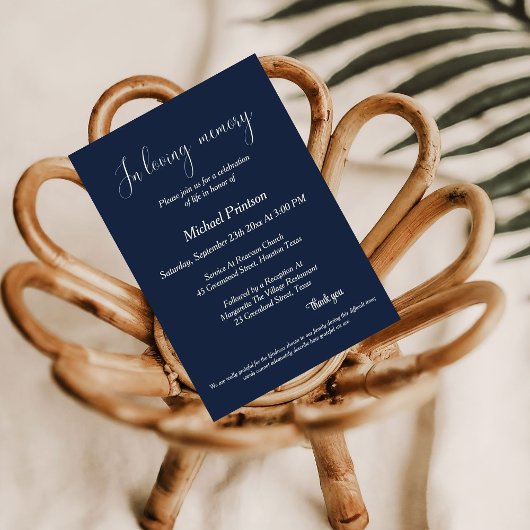 Invitation Service commémoratif, Funérailles, célébration de 