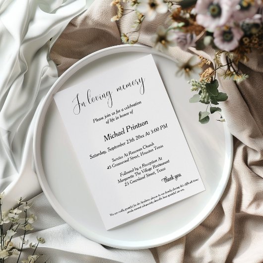 Invitation Service commémoratif, Funérailles, célébration de