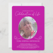 Invitation Service commémoratif funéraire coeur ovale photo r (Devant)