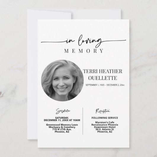 Invitation Service commémoratif funéraire dans Love Memory Sc (Devant)