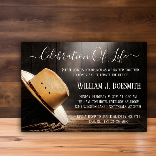 Invitation Service commémoratif funéraire de Cowboy