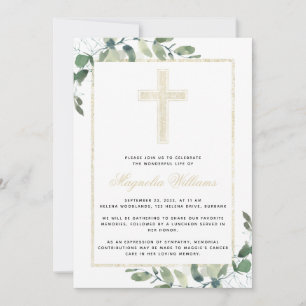 Invitation Service commémoratif Gold Cross Eucalyptus
