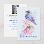 Invitation Service commémoratif personnalisé Bluebird Garden  (Devant / Derrière)