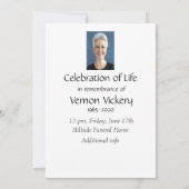 Invitation Service commémoratif personnalisé Fleur de jardin  (Dos)