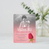 Invitation Service commémoratif photo unique rose rouge funér (Debout devant)