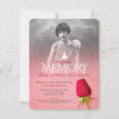 Invitation Service commémoratif photo unique rose rouge funér (Devant)