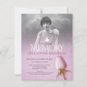 Invitation Service commémoratif photo violet rose funérailles (Devant)