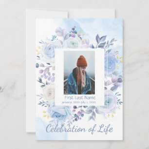 Invitation Service commémoratif Roses bleus Hummingbird