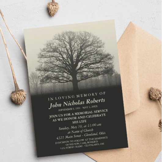 Invitation Service commémoratif Silhouette Arbre