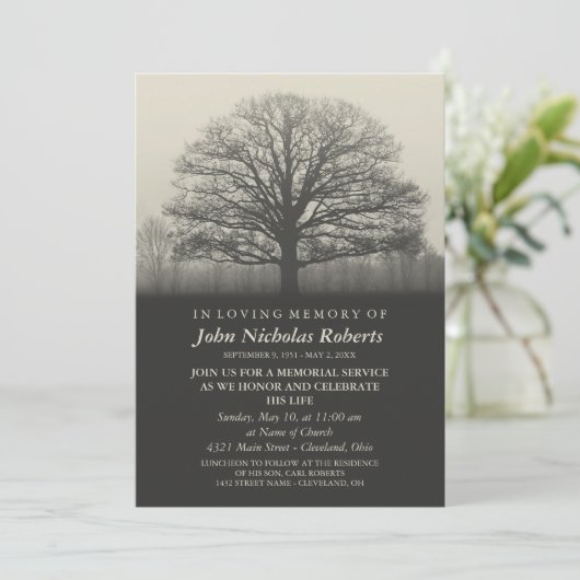 Invitation Service commémoratif Silhouette Arbre (Debout devant)