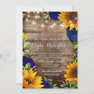 Invitation Service commémoratif Tournesol & Rose décès Invita