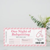 Invitation Service de garde d'enfants Certificat cadeau rose (Debout devant)