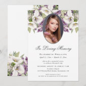 Invitation Service de Mémorial photo de Calla Lilies blanc vi (Devant / Derrière)