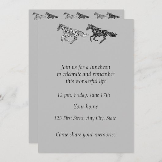 Invitation Service de photos commémoratives Chevaux d'art gra (Devant / Derrière)