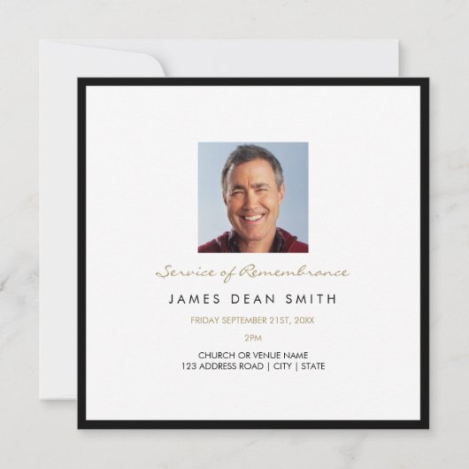 Invitation Service des funérailles de la photo commémorative (Devant)