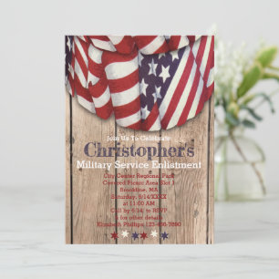 Invitation Service d'inscription patriotique rustique rouge b