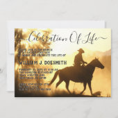 Invitation Service funèbre commémoratif Cowboy Sunset Gold (Devant)