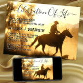 Invitation Service funèbre commémoratif Cowboy Sunset Gold