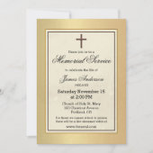 Invitation Service funèbre mémorial chrétien classique or (Devant)